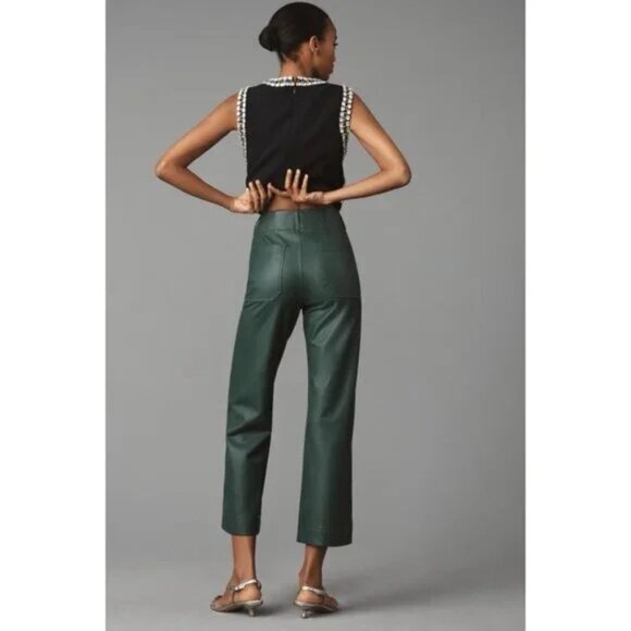Anthropologie Maeve The Colette Cropped Wide Leg Faux Leather Pants NWT - Picture 2 of 11